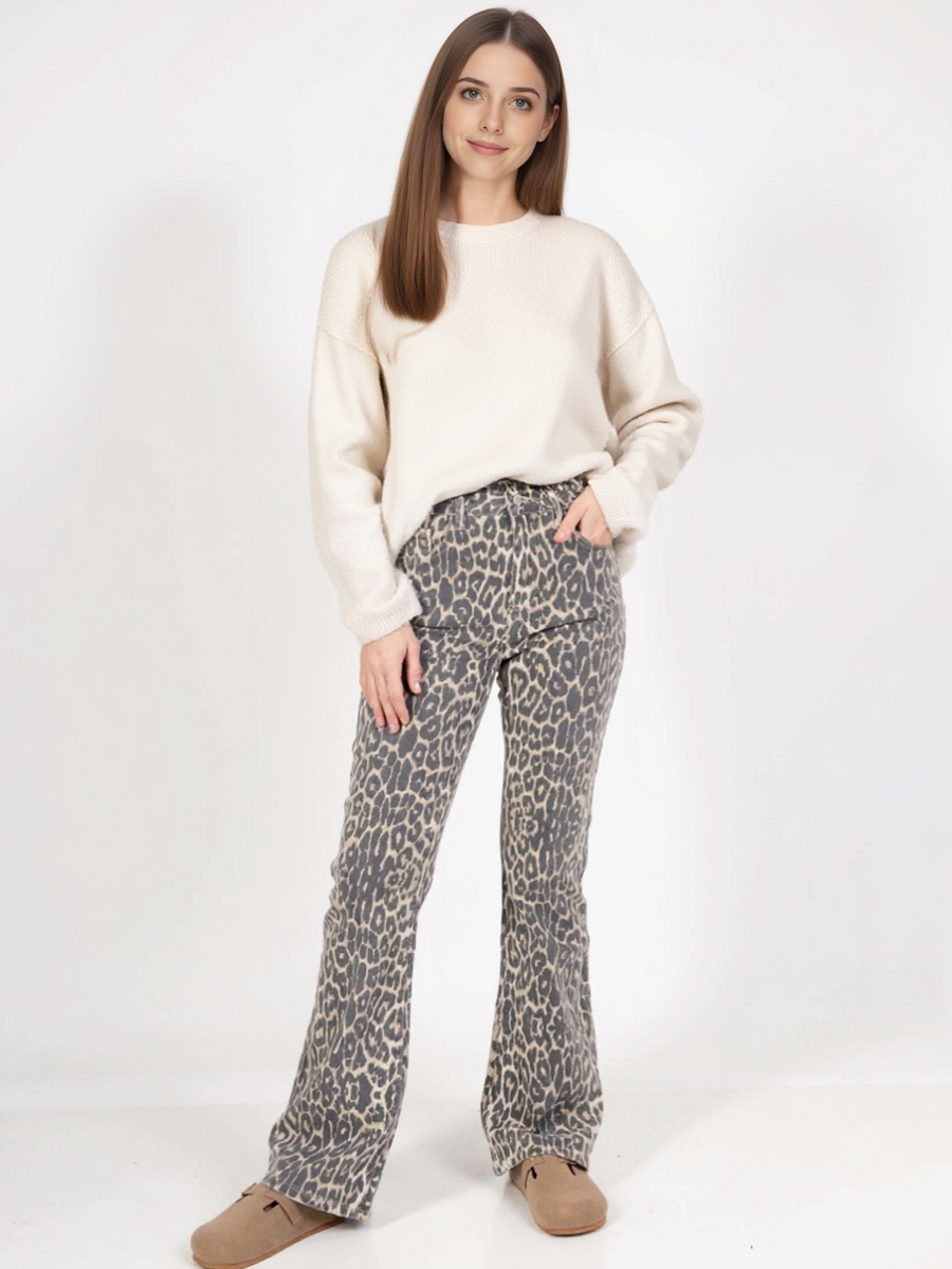 Jean Flare imprimé Léopard - NAUMY