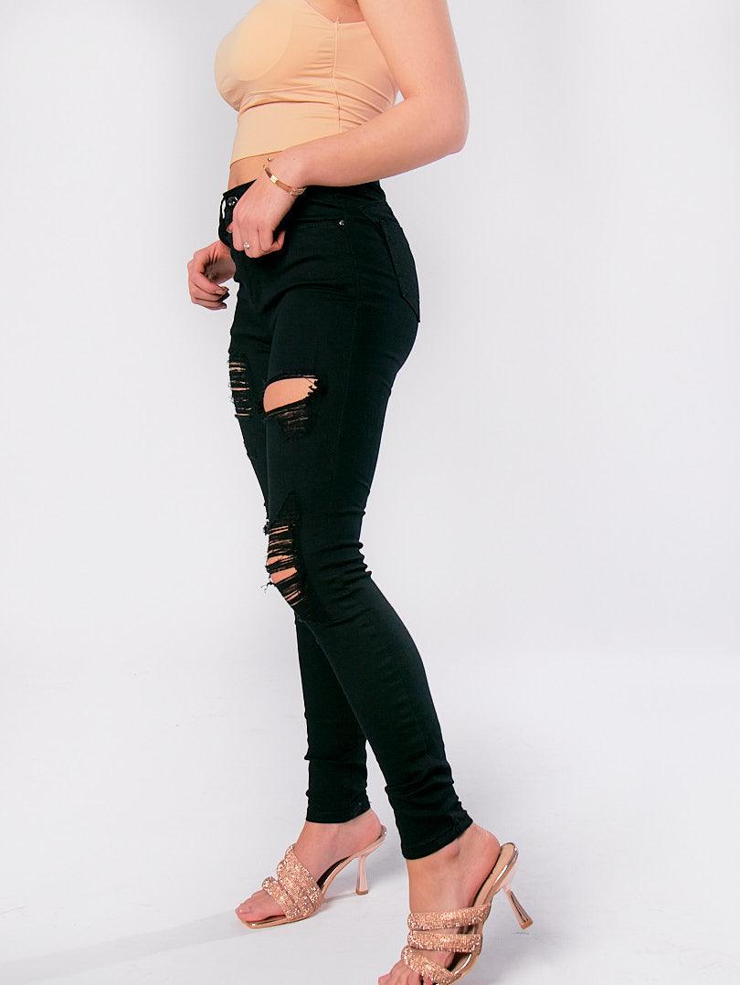 Jean skinny déchiré taille haute