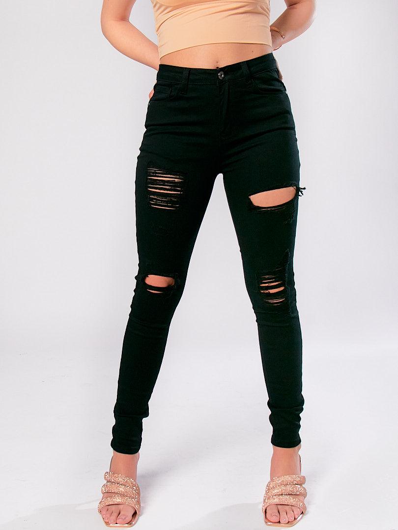 Jean skinny déchiré taille haute