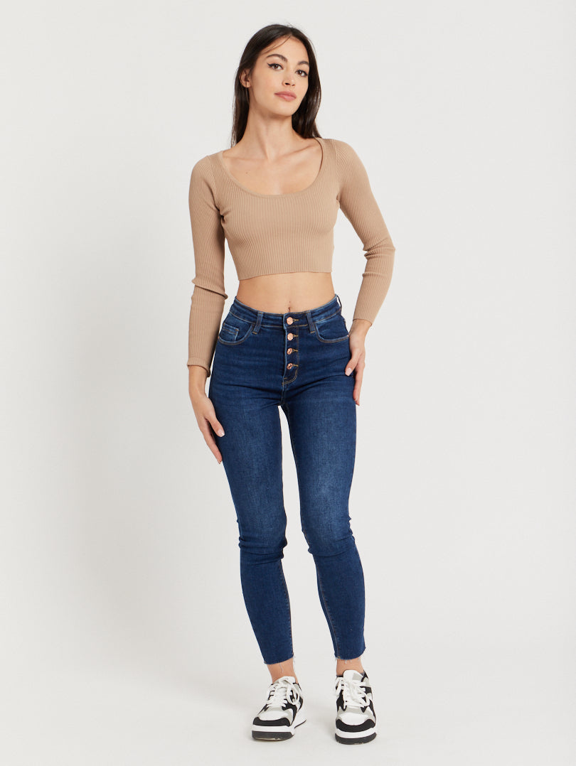 Jean boutonné 2024 taille haute