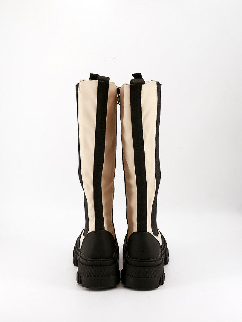 Bottes bicolores noire et beige