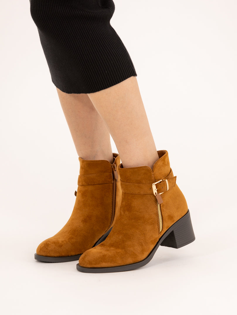 Bottines en suédine à zip décoratif