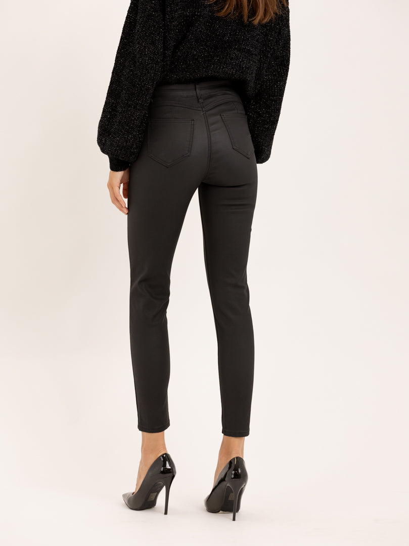 Pantalon skinny noir basique effet cuir