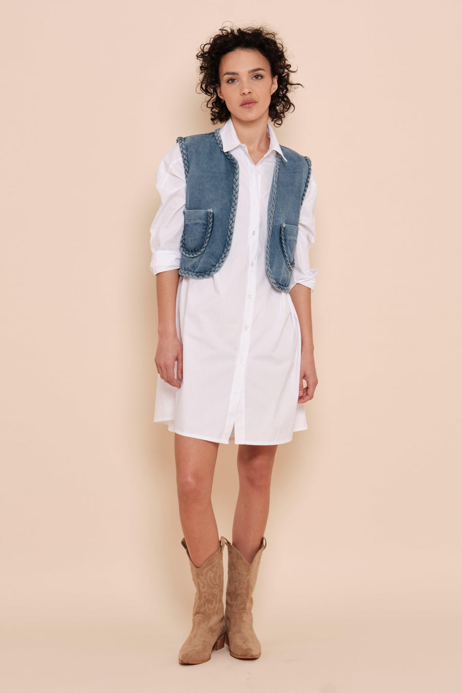 Robe chimise courte oversize en coton - Naumy