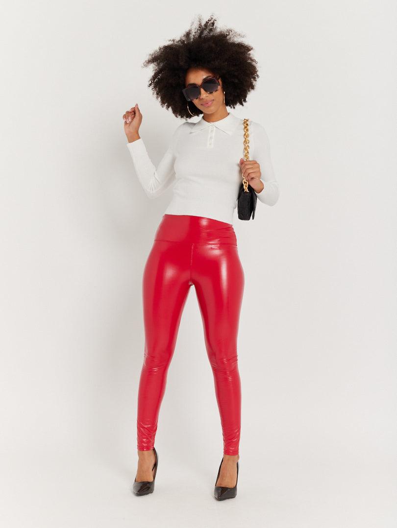 Legging taille haute en simili cuir