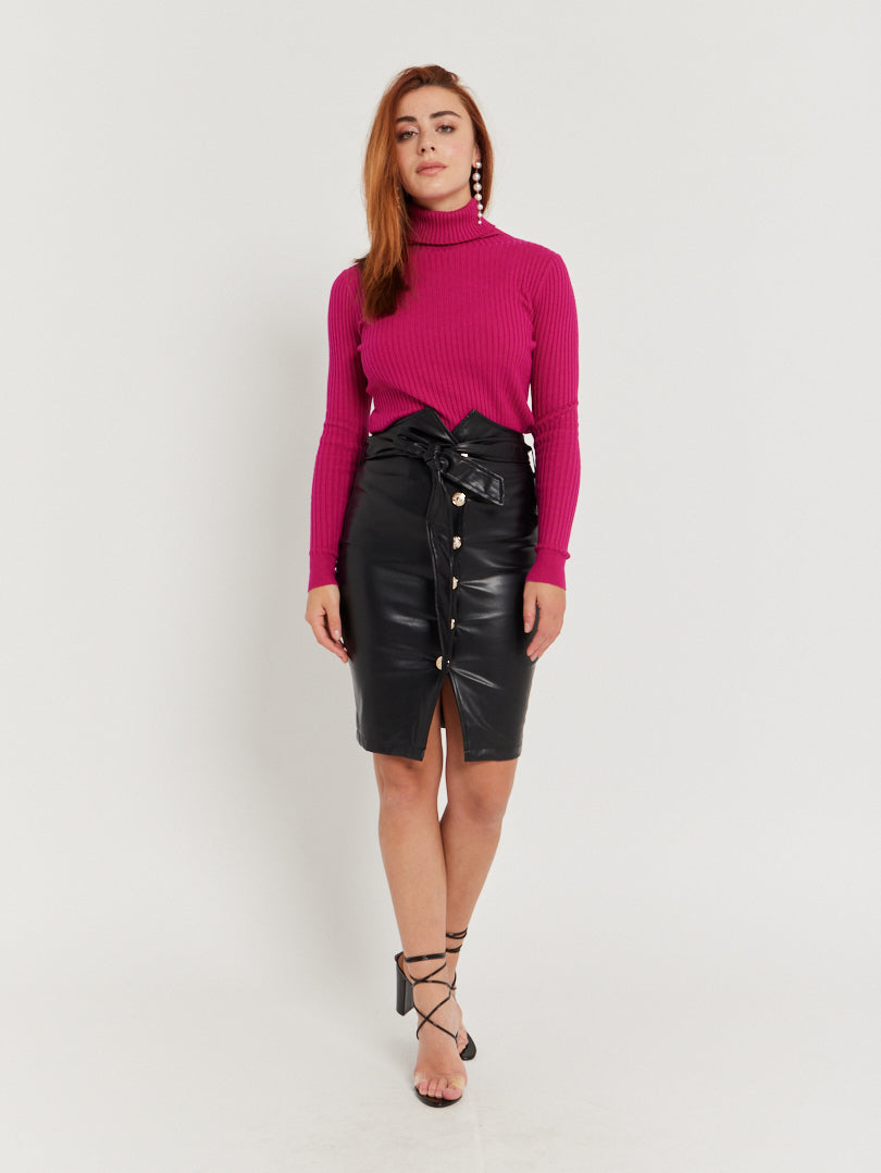 JUPE CRAYON 3/4 SIMILI CUIR - Boutique Démonia JUPE CRAYON 3/4 SIMILI CUIR - Boutique Démonia