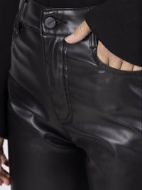 Pantalon Droit en Simili Cuir Brillant - NAUMY