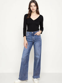 Jean Large Bleu à Paillettes – Élégance Lumineuse & Confort Absolu - NAUMY