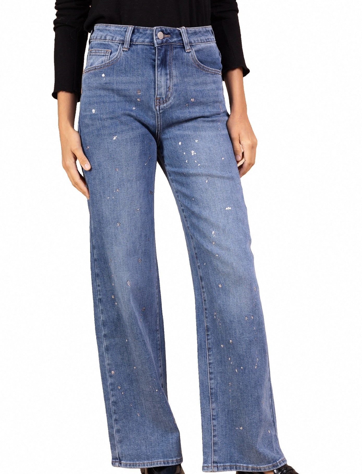 Jean Large Bleu à Paillettes – Élégance Lumineuse & Confort Absolu - NAUMY