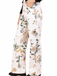 Jean large crème à imprimé floral – Élégance naturelle et allure bohème - NAUMY