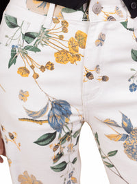 Jean large crème à imprimé floral – Élégance naturelle et allure bohème - NAUMY