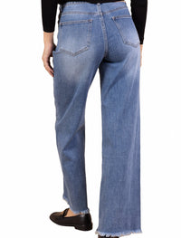 Jean Large Orné de Strass et Ourlet Effiloché - NAUMY