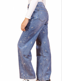 Jean Large Brodé Petit Nœud Papillon – Élégance Décontractée - NAUMY