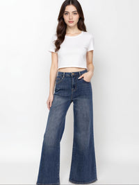 Jean Femme Bleu vintage Wide Leg Premium – Taille Haute & Coupe Évasée