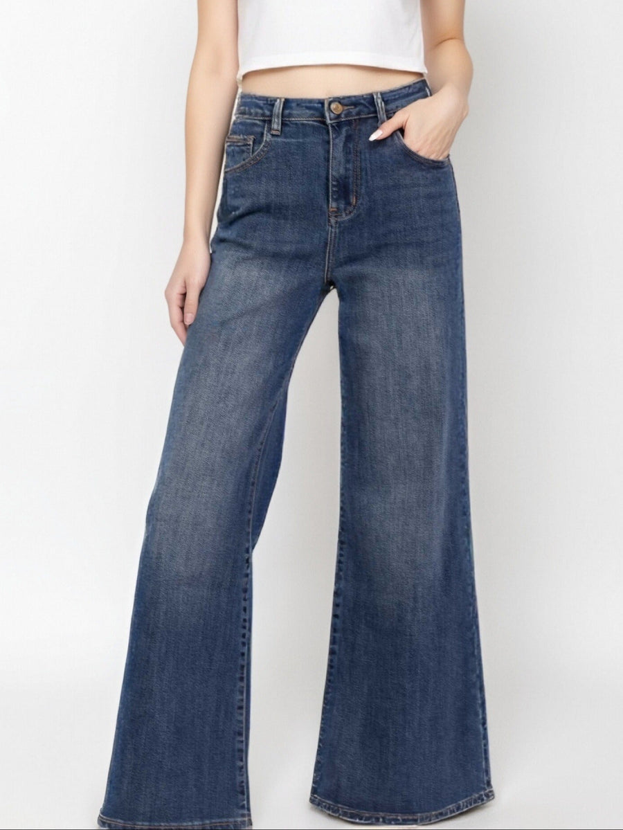 Jean Femme Bleu vintage Wide Leg Premium – Taille Haute & Coupe Évasée
