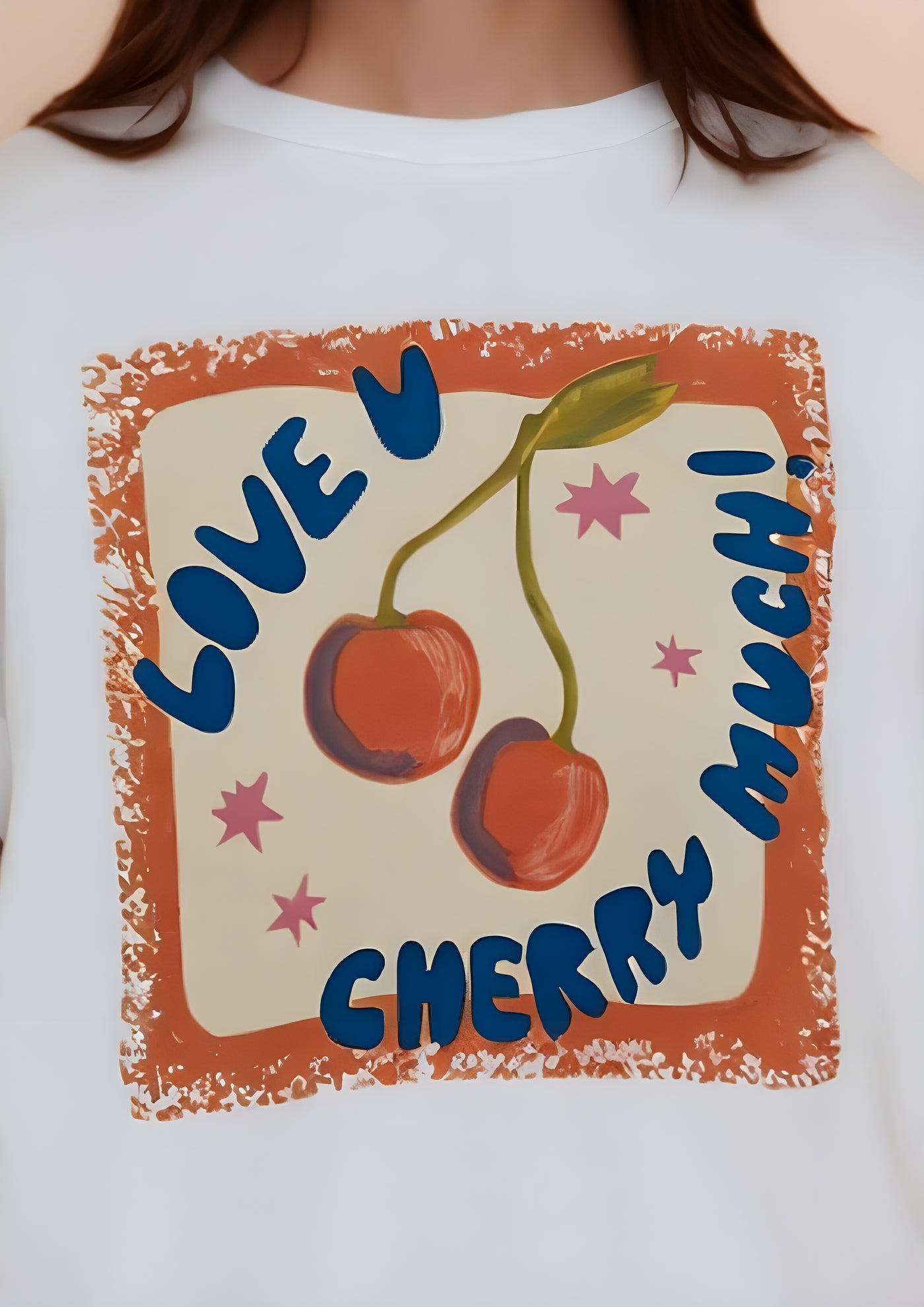 T-shirt en cotton avec Imprimée inscription «LOVE U CHERRY MUCH» -NAUMY