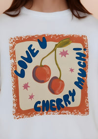 T-shirt en cotton avec Imprimée inscription «LOVE U CHERRY MUCH» -NAUMY