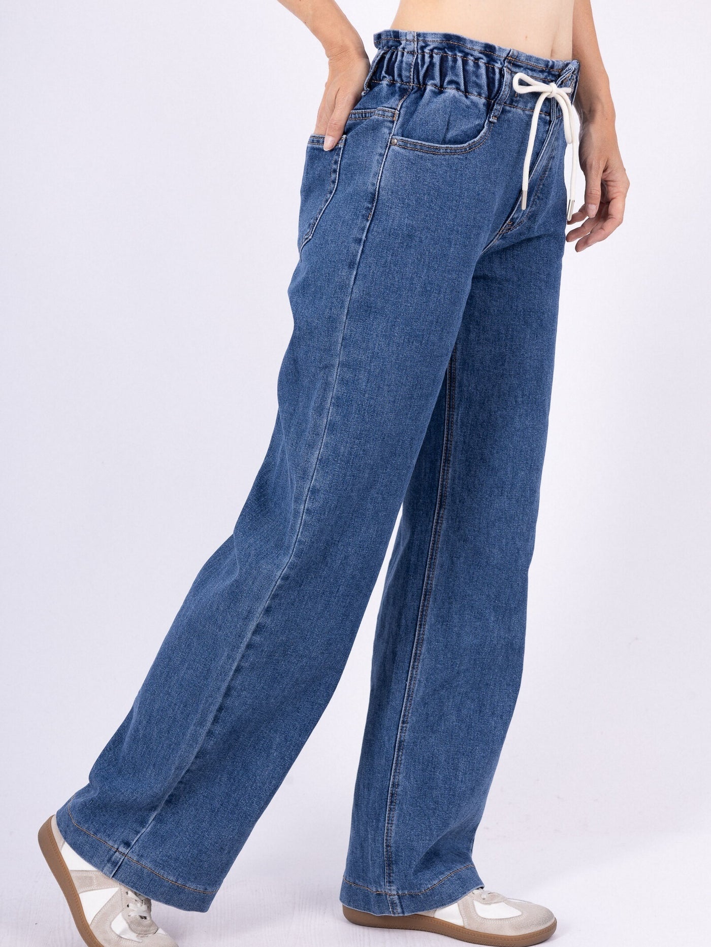 Jean Wide à Taille Élastique - NAUMY