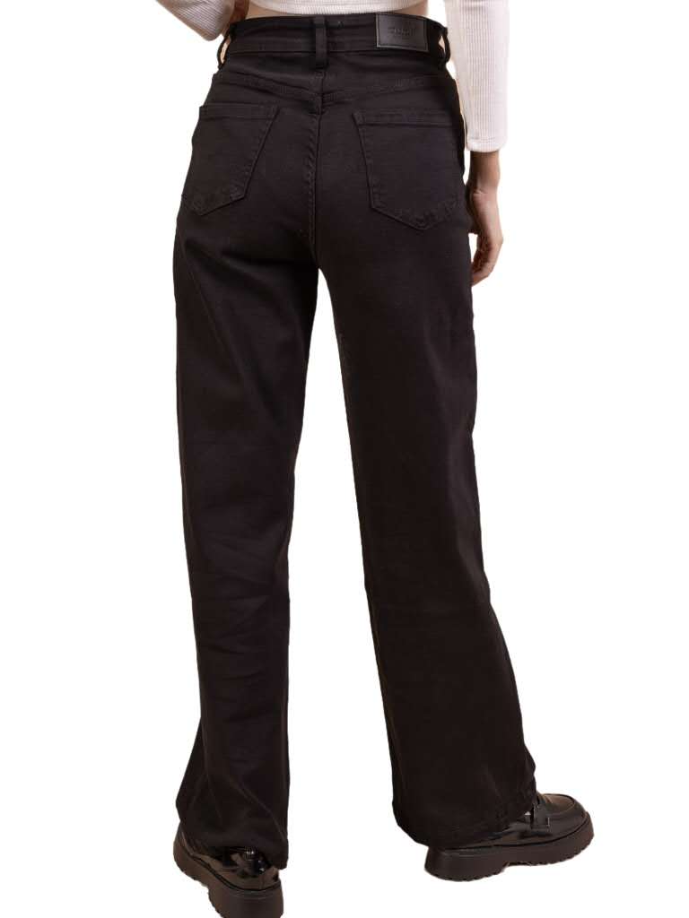 Jean Large Droit Noir en Denim de Coton – L’Essence du Minimalisme Chic - NAUMY