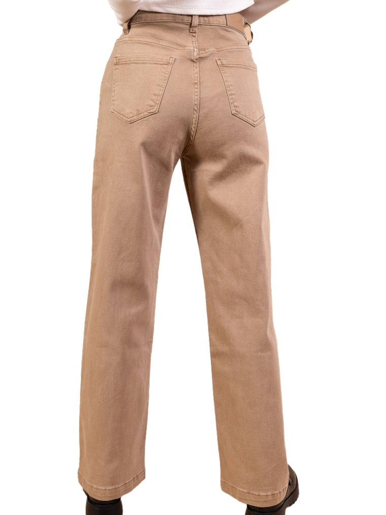 Jean Large Droit Taupe en Denim de Coton – L’Essence du Minimalisme Chic - NAUMY