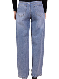 Jean Large Minimaliste en Denim de Coton – Fermeture Biais Asymétrique Chic - NAUMY