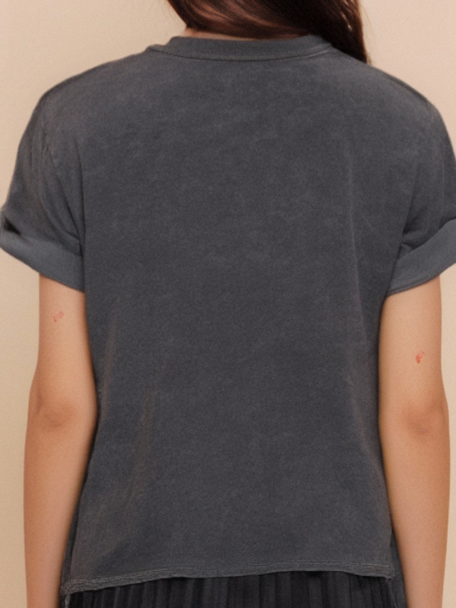 T-shirt col V en cotton à Imprime petit citron - NAUMY