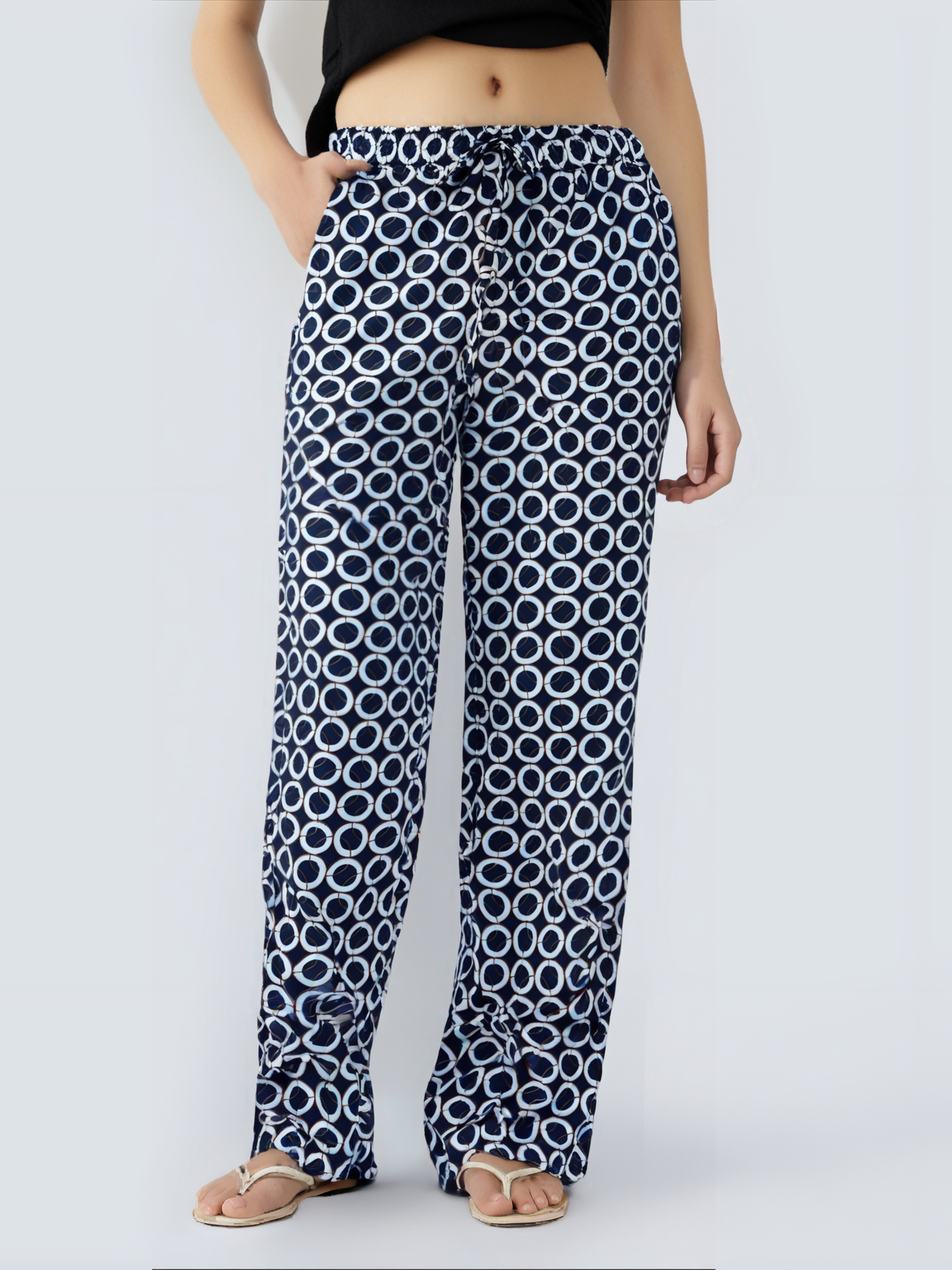 Pantalon Fluide à Motif Géométrique- NAUMY