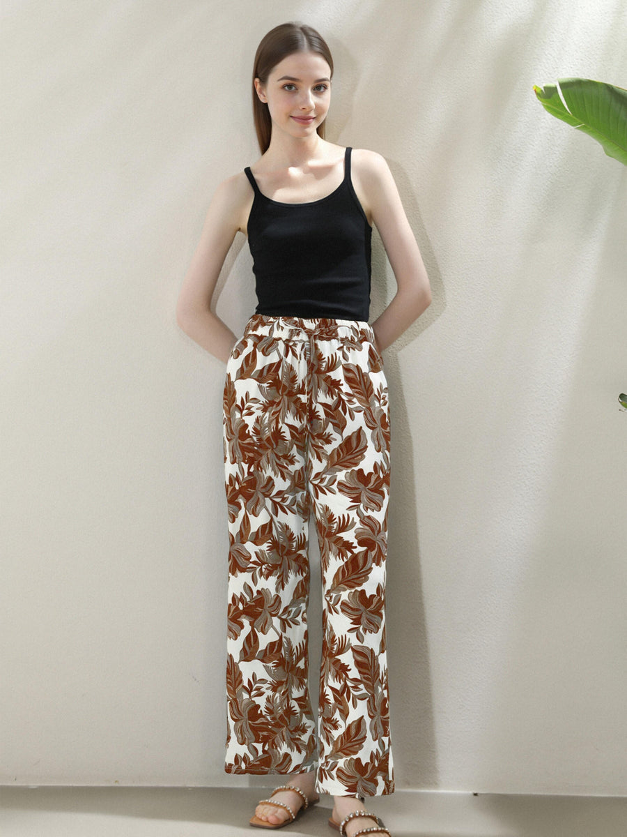Pantalon Décontracté Imprimé Tropical- NAUMY