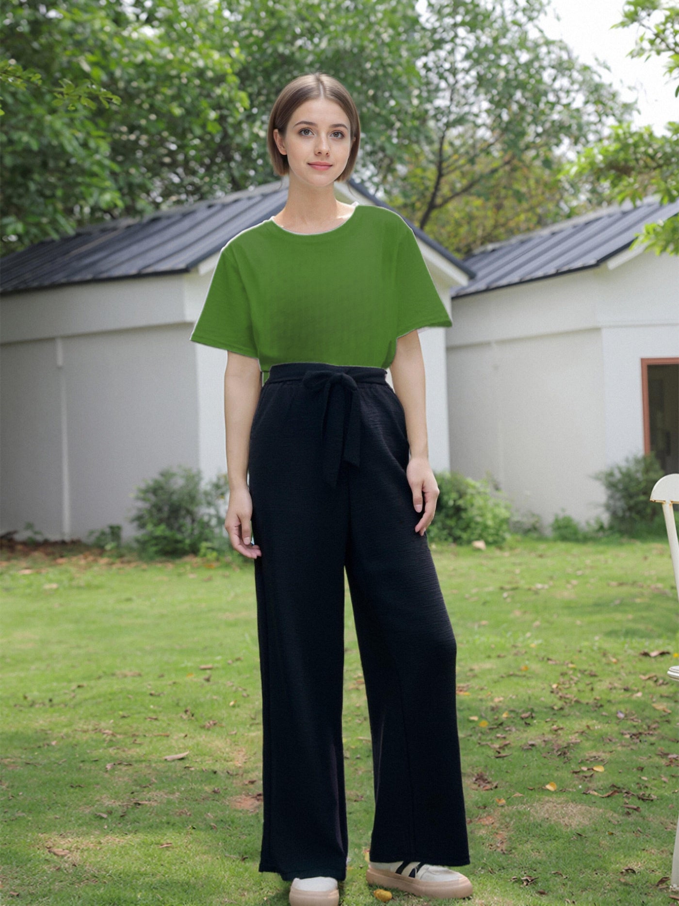 Pantalon fluide en tissu gaufré -  NAUMY
