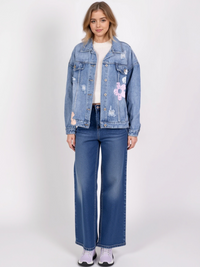 Veste en jean imprimé fleuri - NAUMY