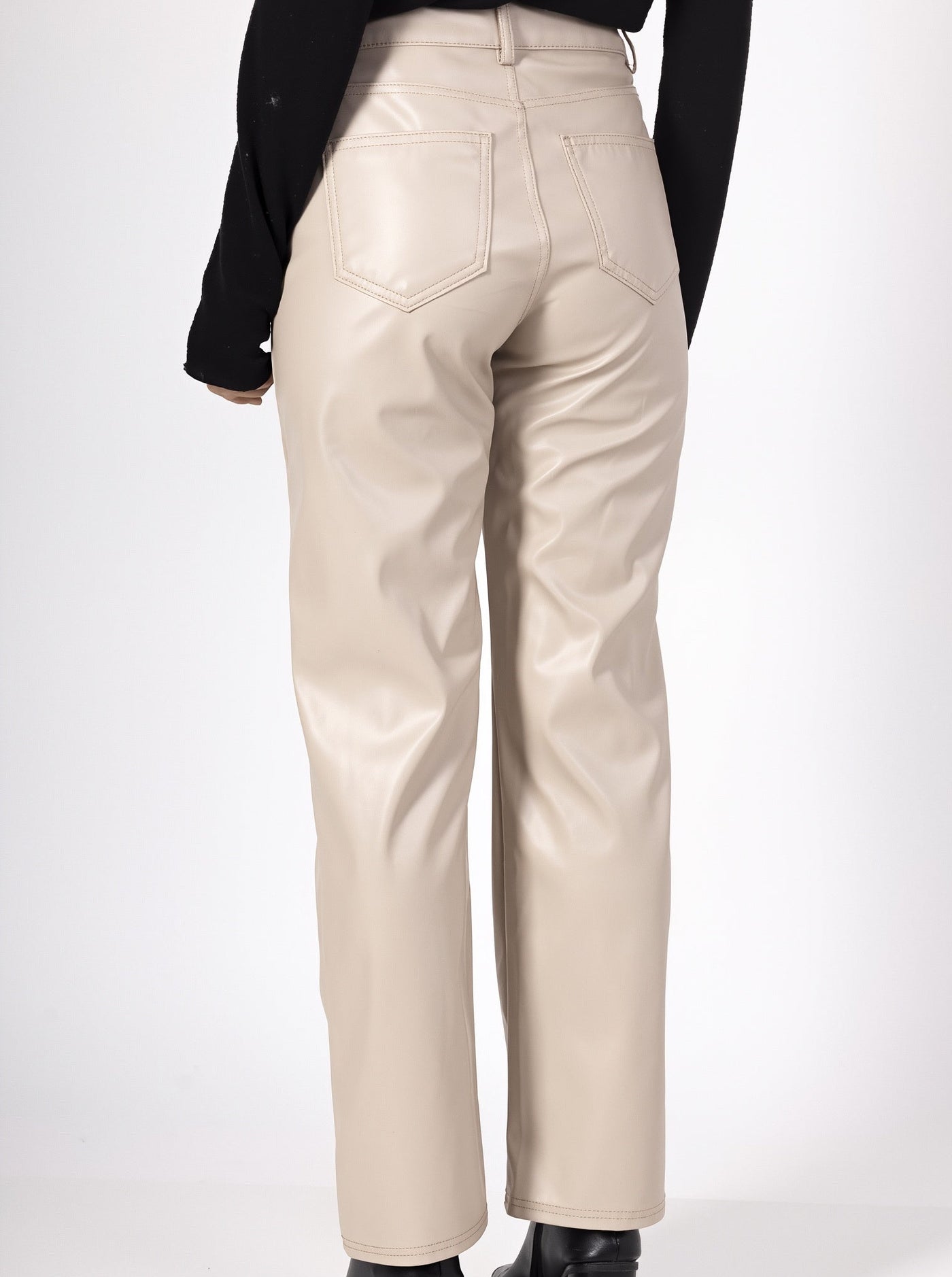 Pantalon Droit en Simili Cuir Brillant - NAUMY