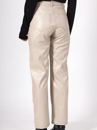 Pantalon Droit en Simili Cuir Brillant - NAUMY