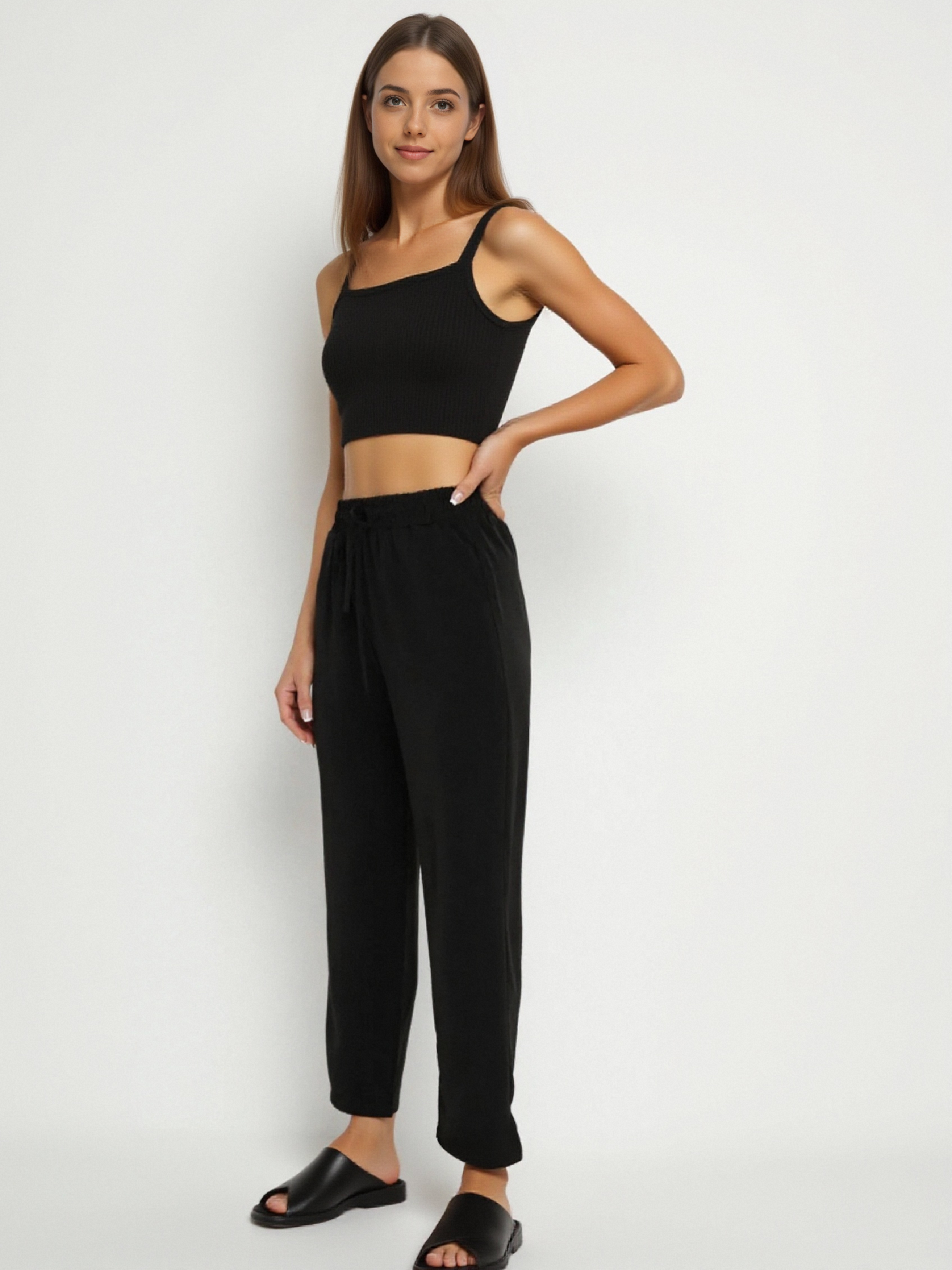 Pantalon droit en tissu doux - NAUMY