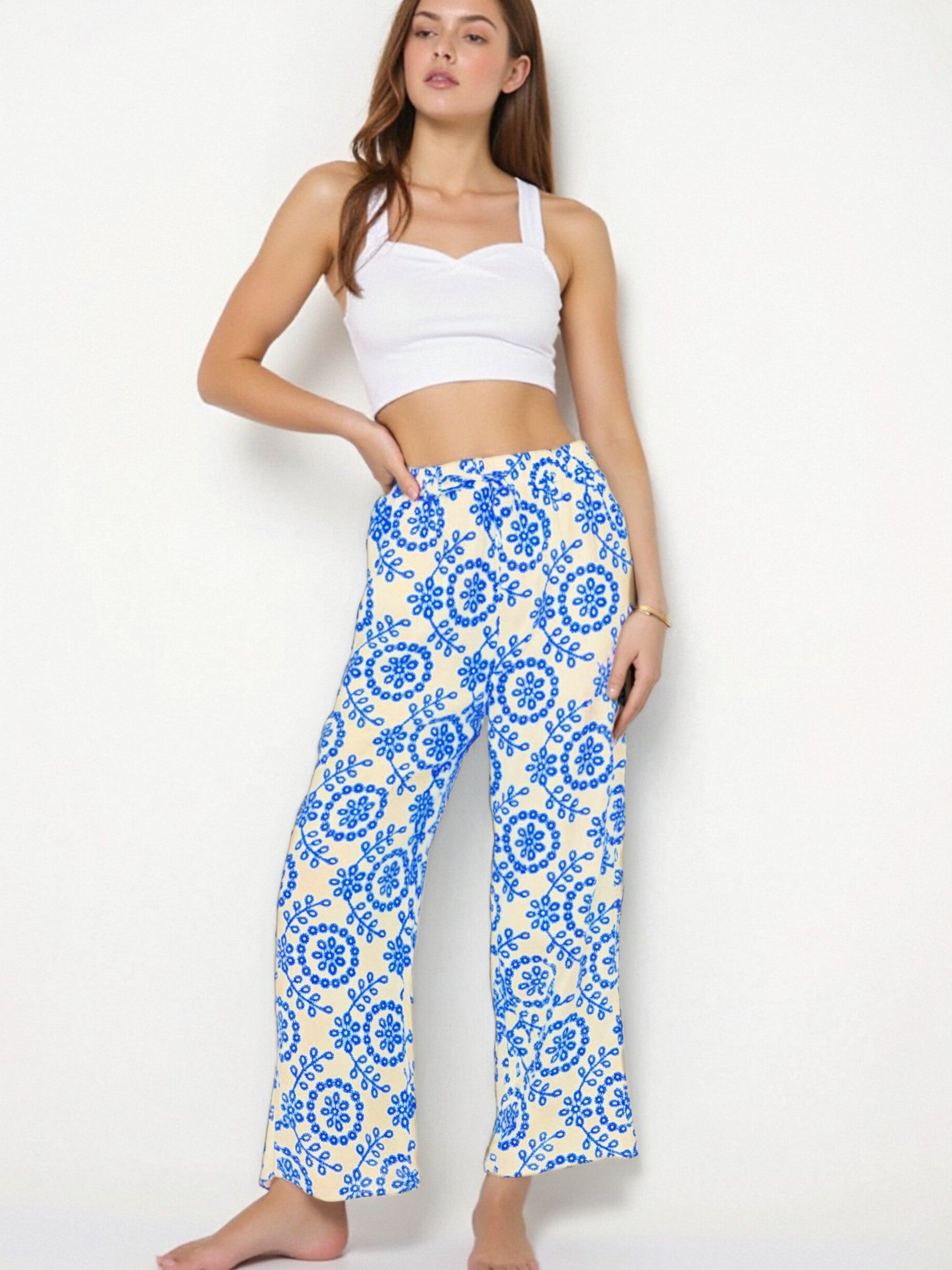 Pantalon d’été femme à droite – imprimé floral - NAUMY