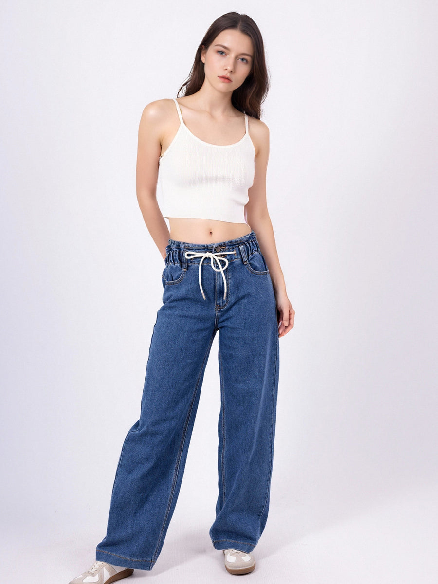 Jean Wide à Taille Élastique - NAUMY