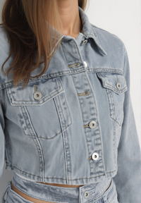 Veste en jean délavé avec fermeture boutons - Naumy