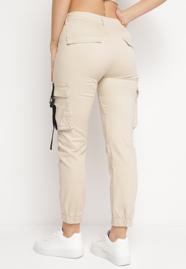 Pantalon de jogging en coton beige taille haute - Naumy