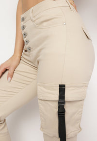 Pantalon de jogging en coton beige taille haute - Naumy