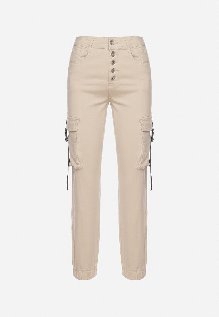 Pantalon de jogging en coton beige taille haute - Naumy