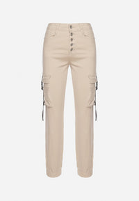 Pantalon de jogging en coton beige taille haute - Naumy