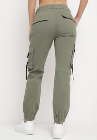 Pantalon de jogging en coton kaki taille haute - Naumy