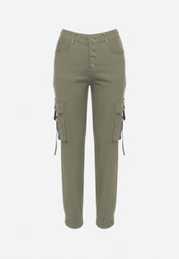 Pantalon de jogging en coton kaki taille haute - Naumy