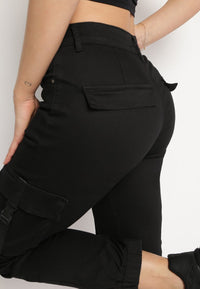 Pantalon de jogging en coton noir taille haute avec ceinture - Naumy