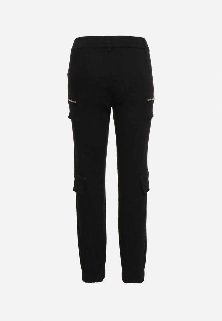 Pantalon de cargo noir en coton avec taille élastique - Naumy