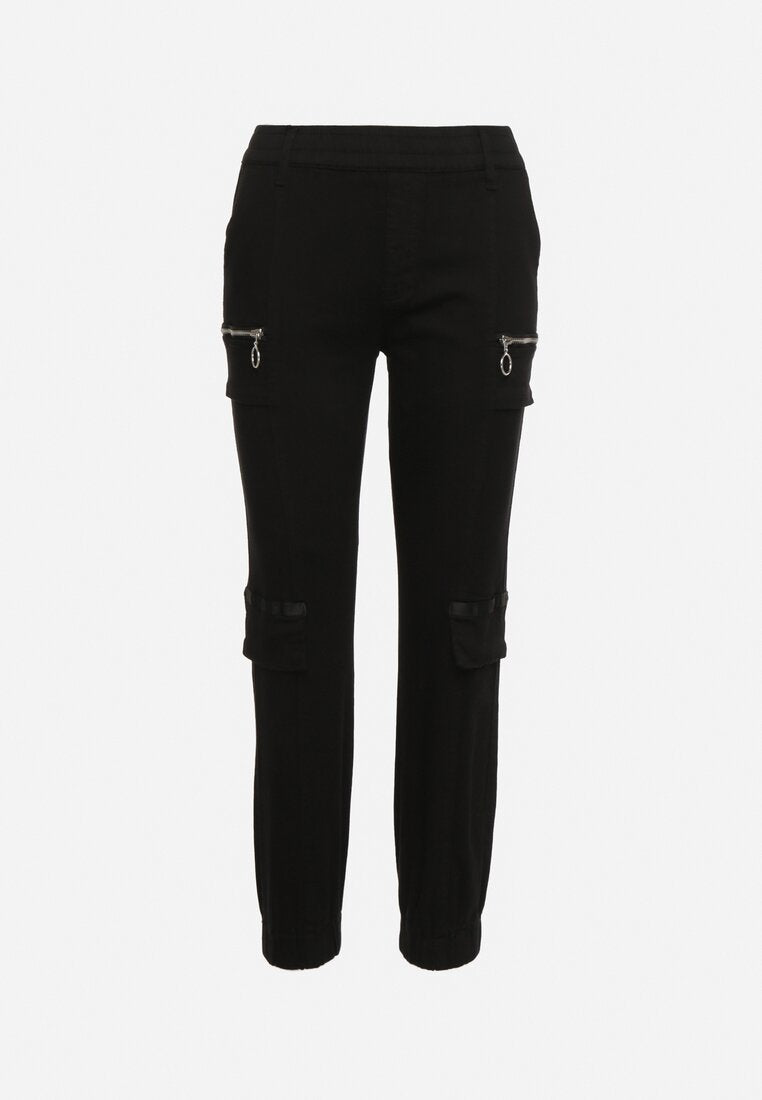 Pantalon de cargo noir en coton avec taille élastique - Naumy