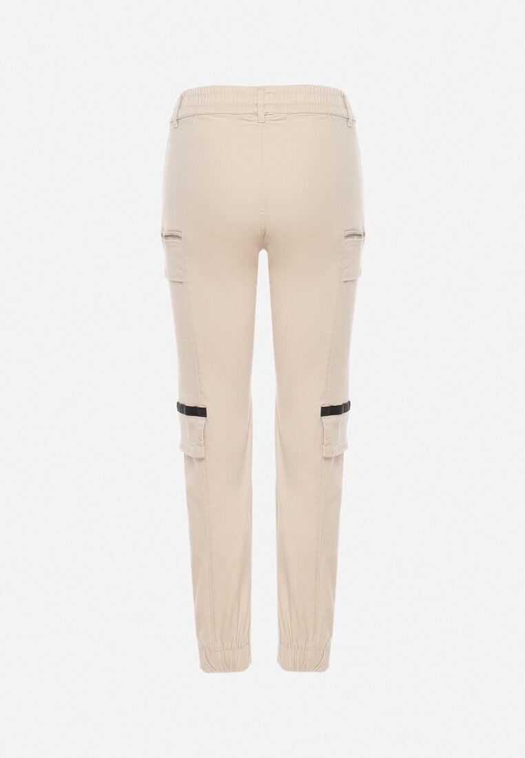 Pantalon de cargo beige avec taille élastique - Naumy