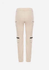 Pantalon de cargo beige avec taille élastique - Naumy