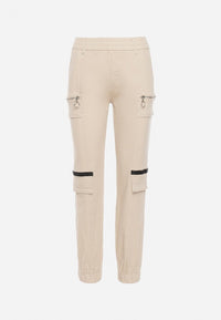 Pantalon de cargo beige avec taille élastique - Naumy