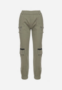 Pantalon de cargo kaki en coton avec taille élastique - Naumy