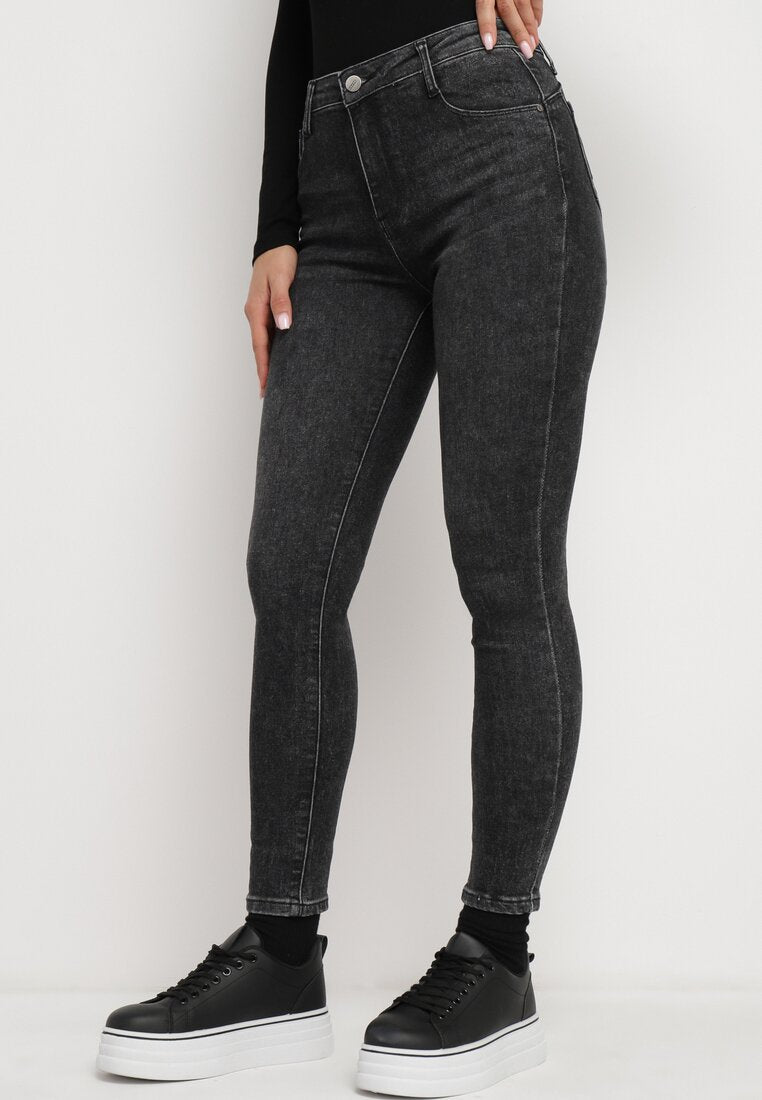 Jean mom fit taille haute gris - Naumy